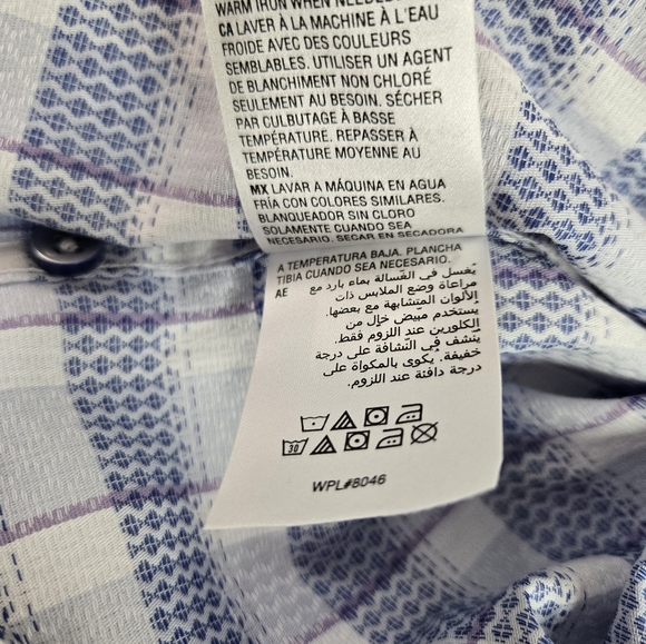 Tasso Elba Mens Button Up Shirt Blue Check Small Textured New - Picture 7 of 7